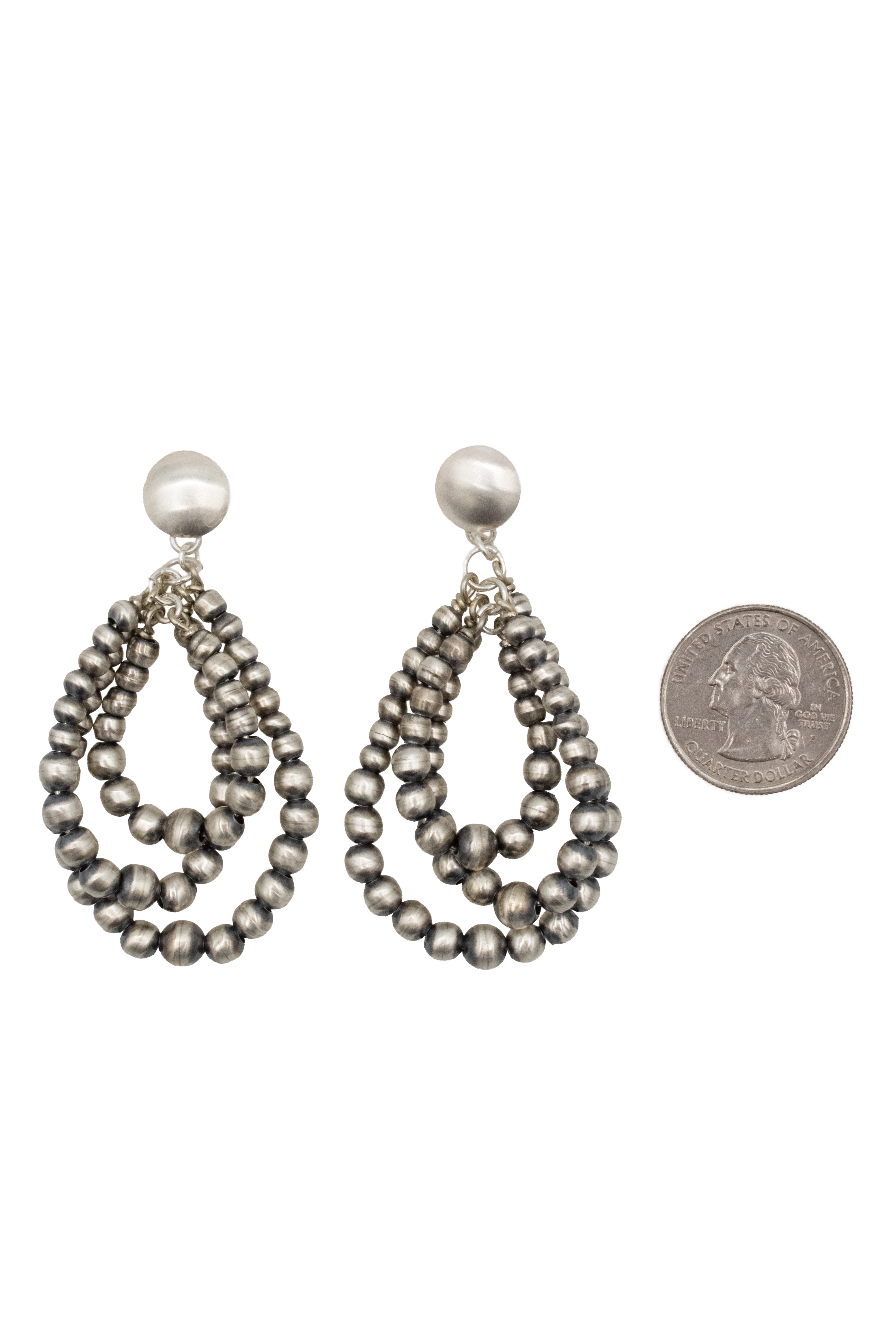 Authentic Navajo Pearls Three Strand Earrings