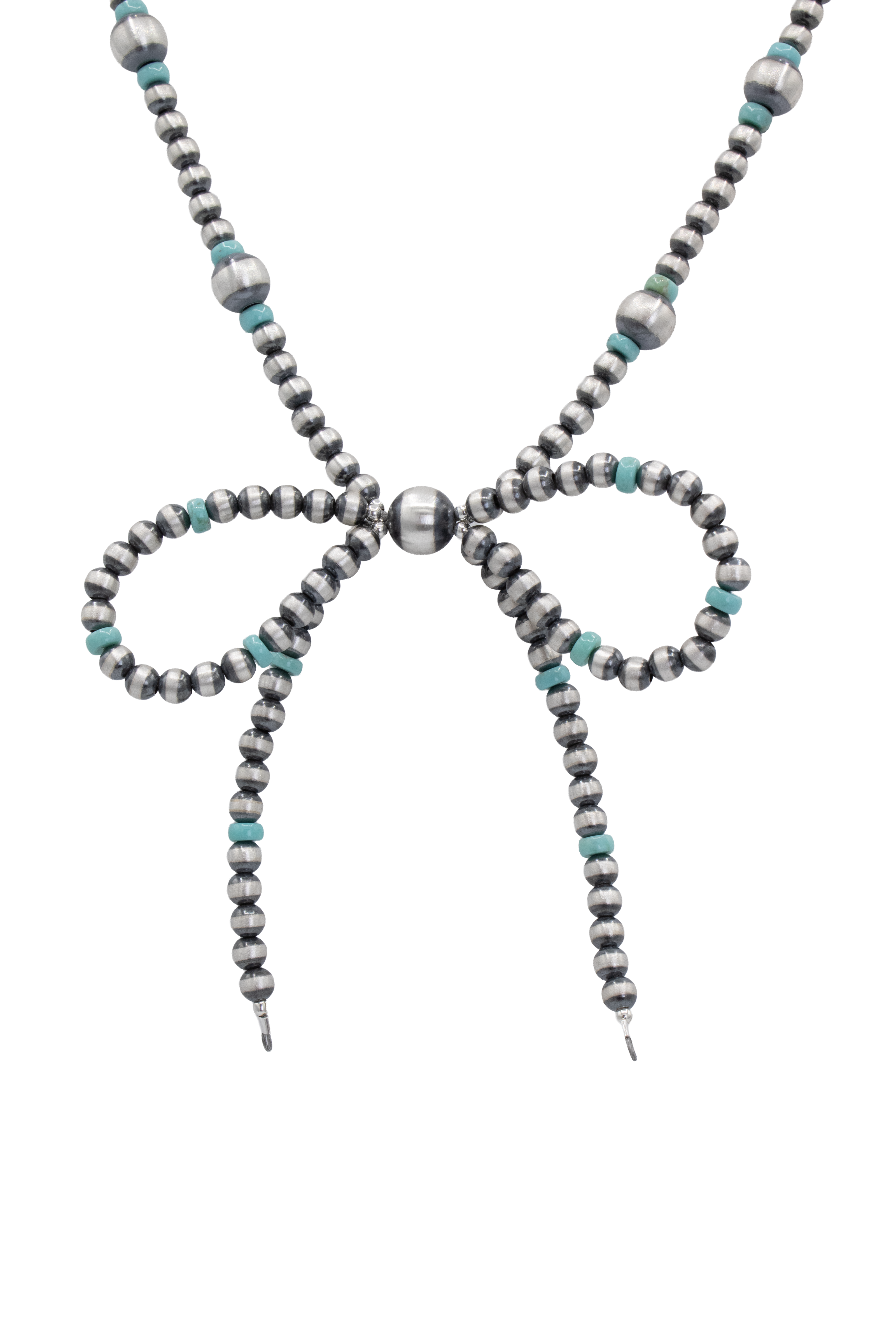 Bow-Tie Graduated Pearls w/ Turquoise