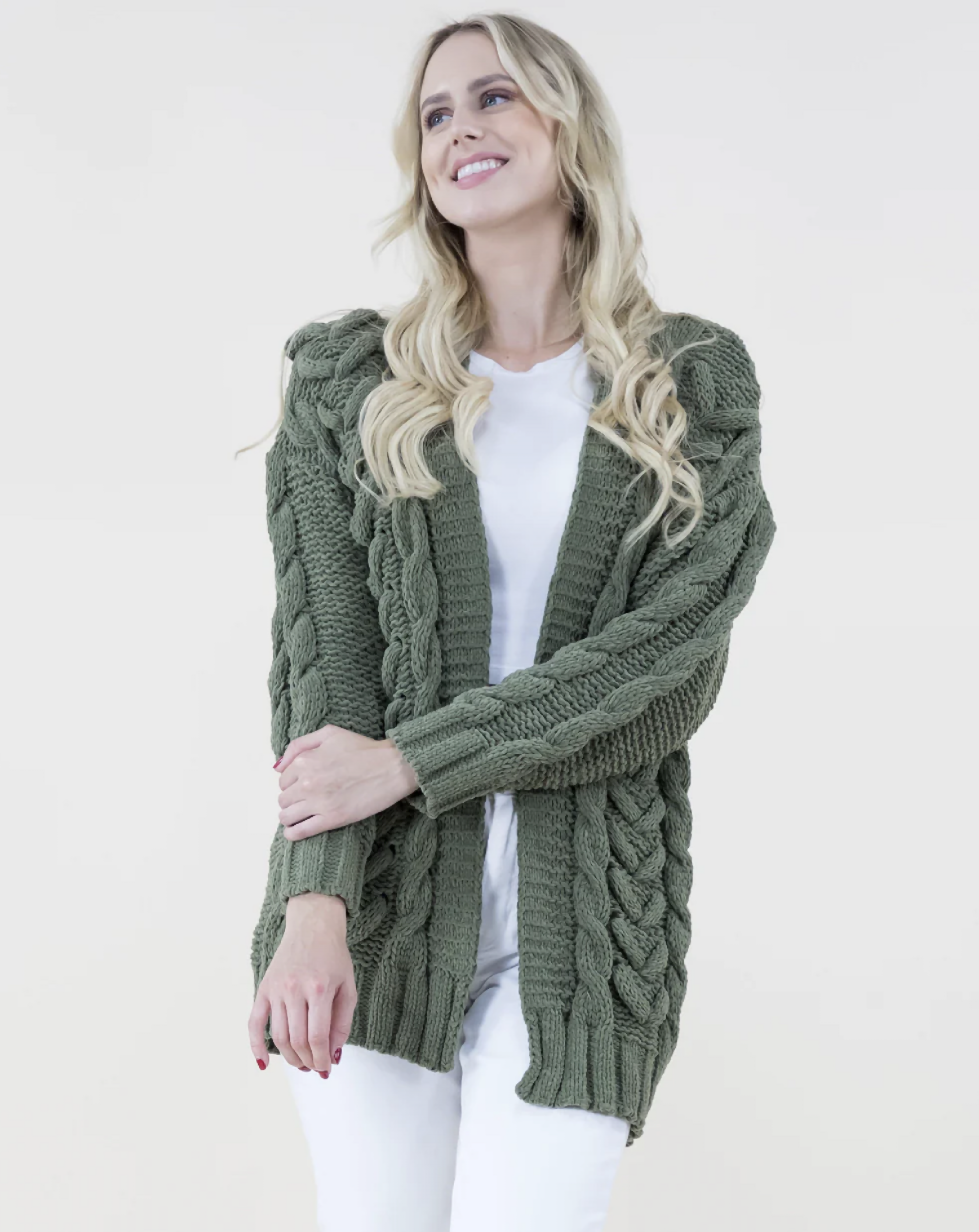 Herringbone Pattern Knitted Cardigan