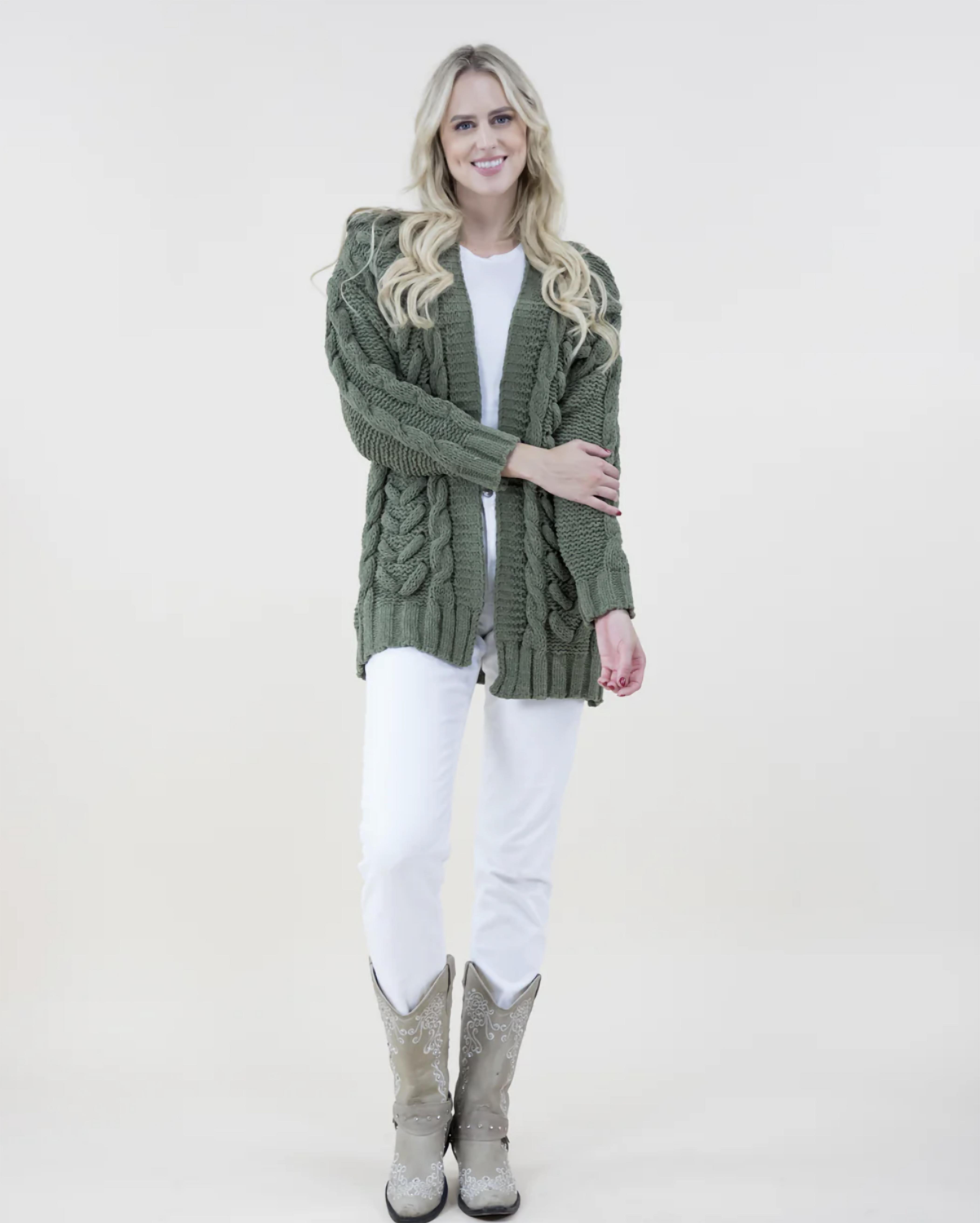 Herringbone Pattern Knitted Cardigan