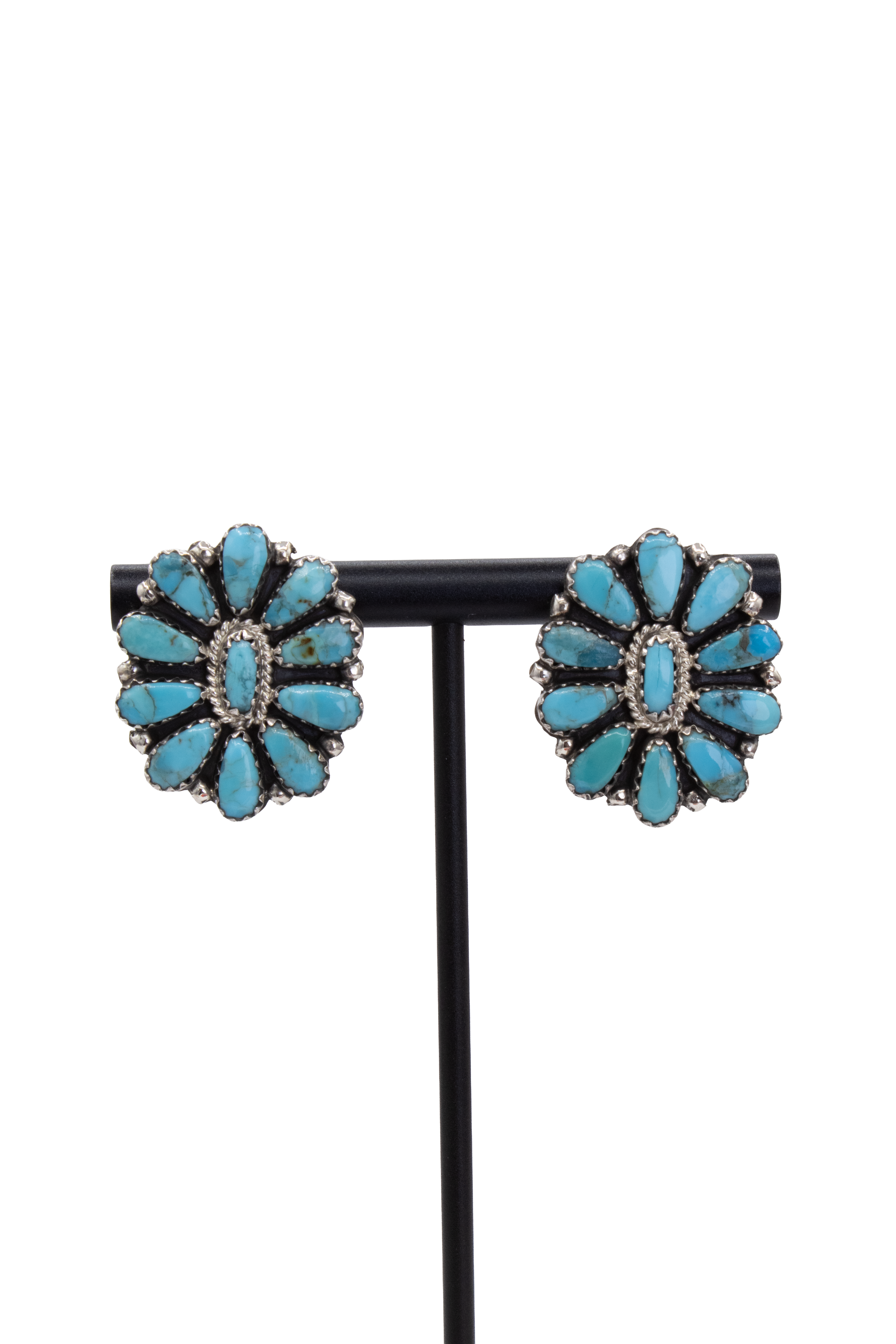Oblong Turquoise Cluster Earrings