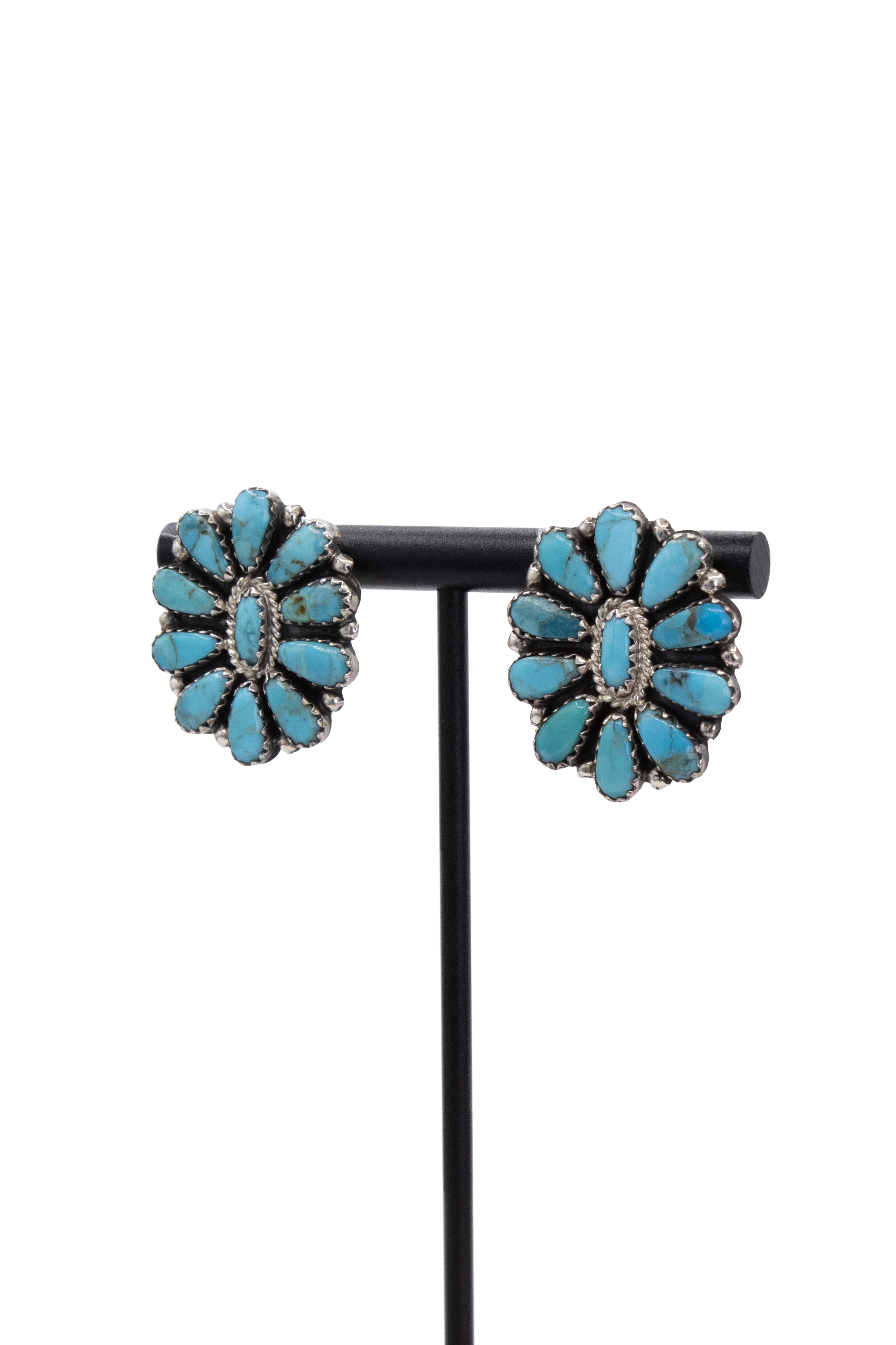 Oblong Turquoise Cluster Earrings