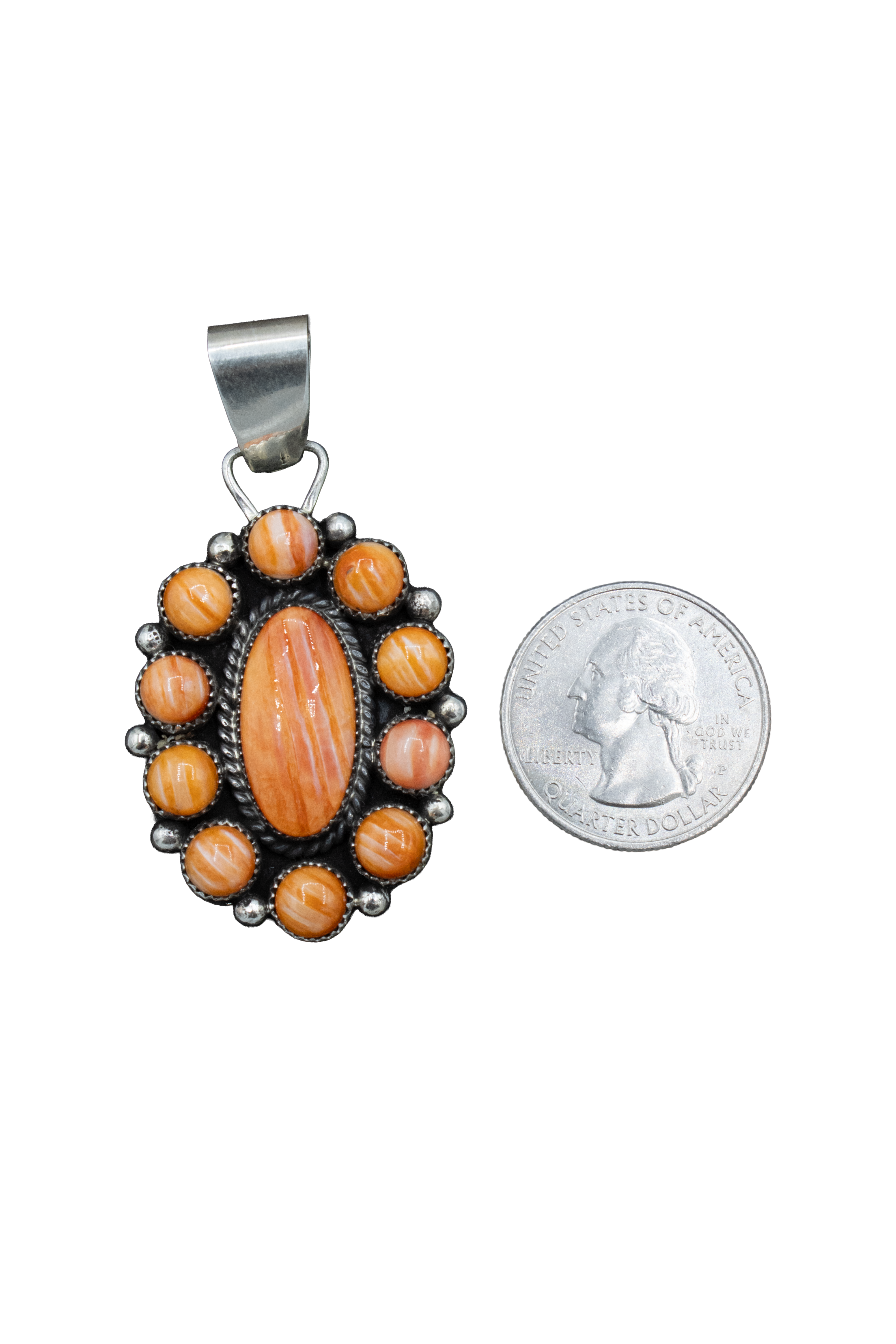 Orange Spiny Oyster Cluster Pendant
