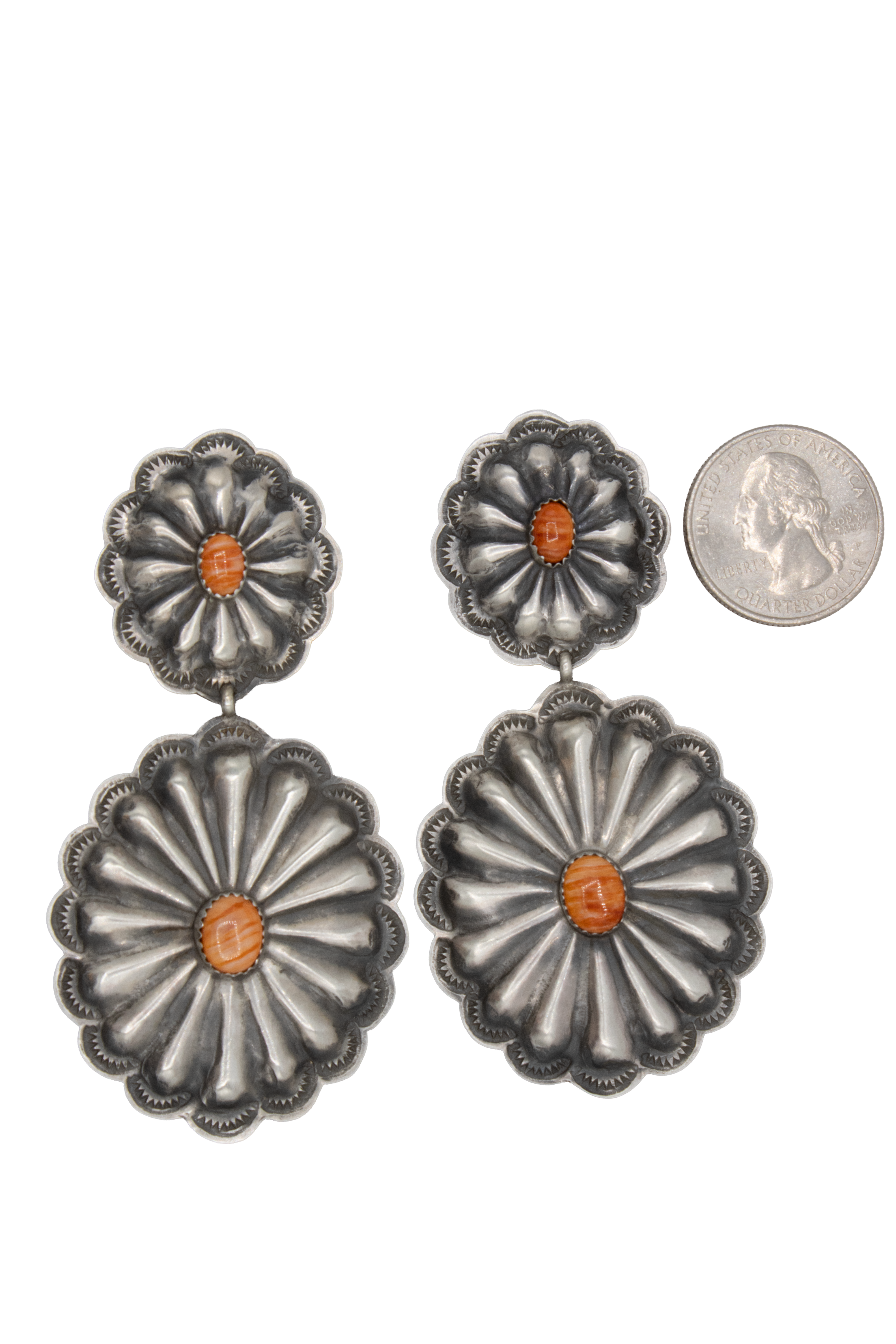 Orange Spiny Oyster Concho Dangles