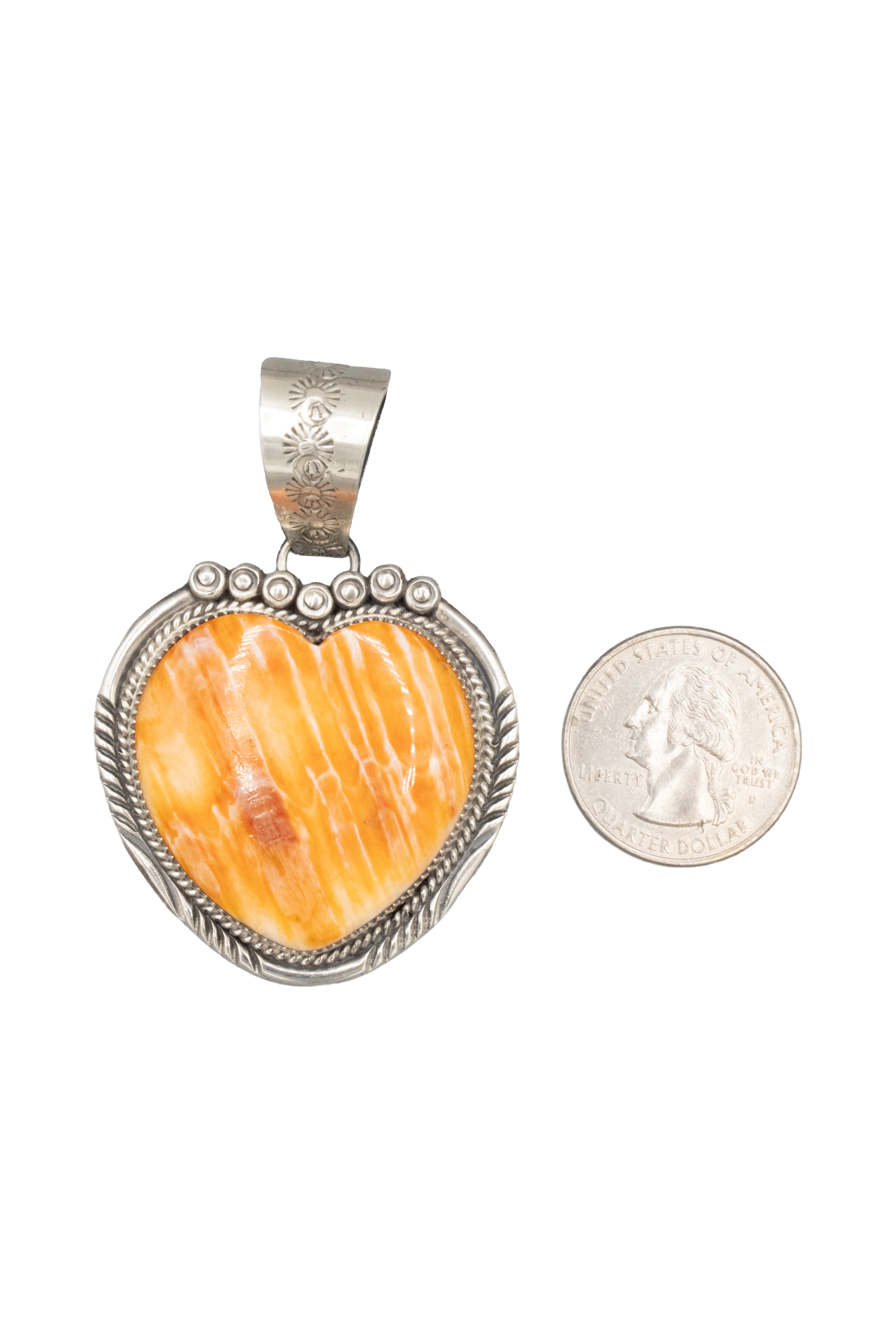 Orange Spiny Oyster Heart Pendant
