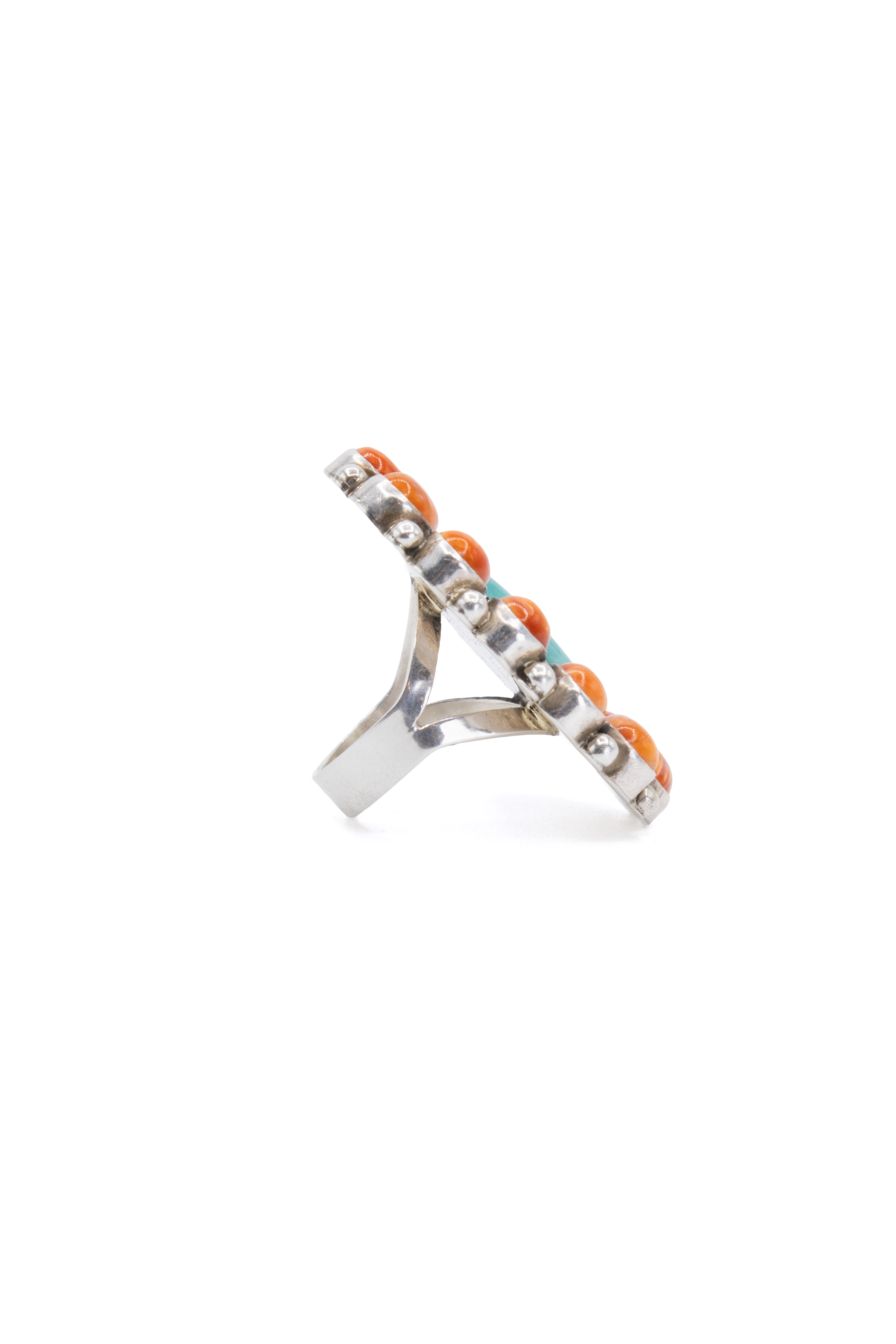 Orange Spiny w/ Turq Cluster Ring - Size 7.5