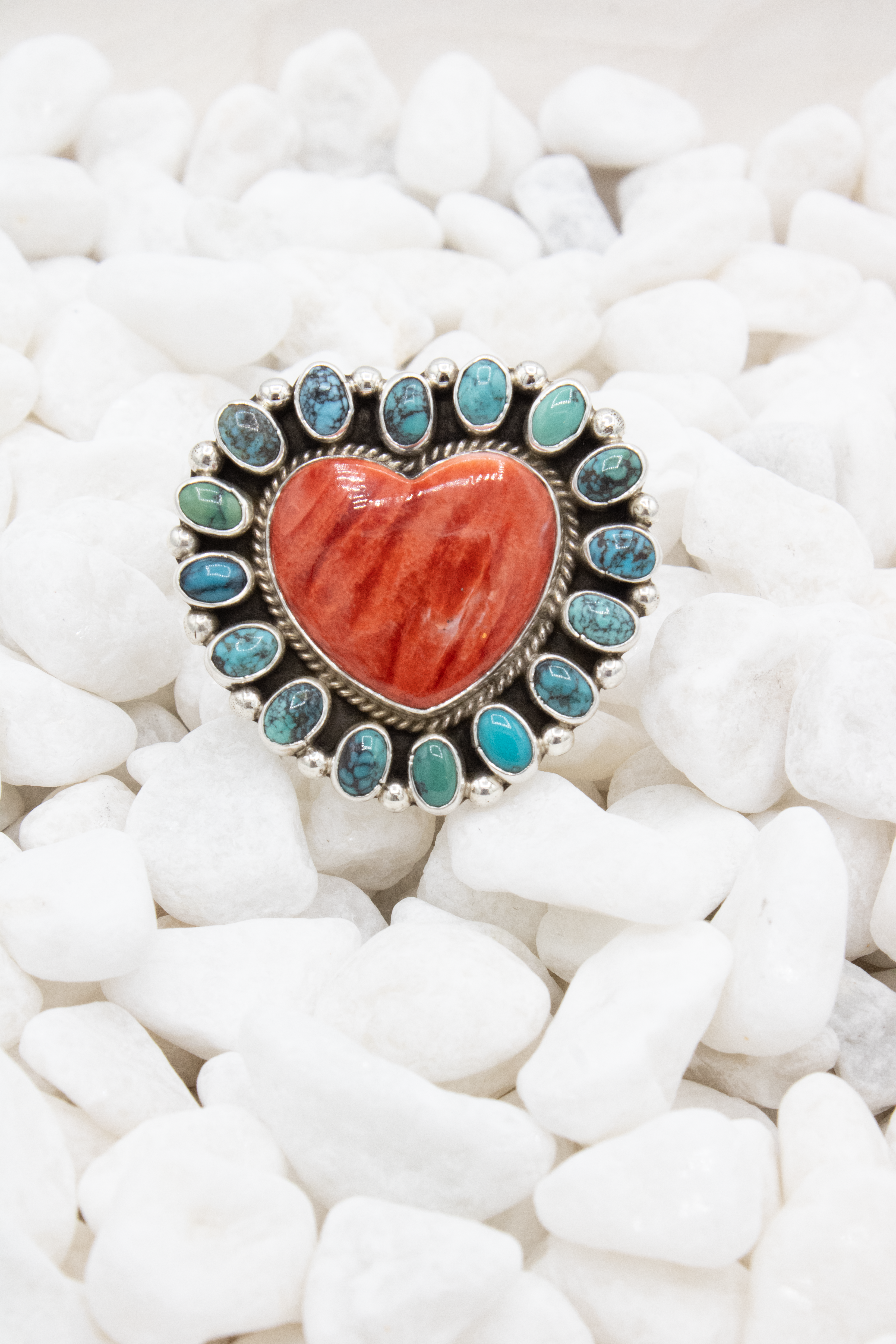 Red Spiny Heart Ring - Adjustable