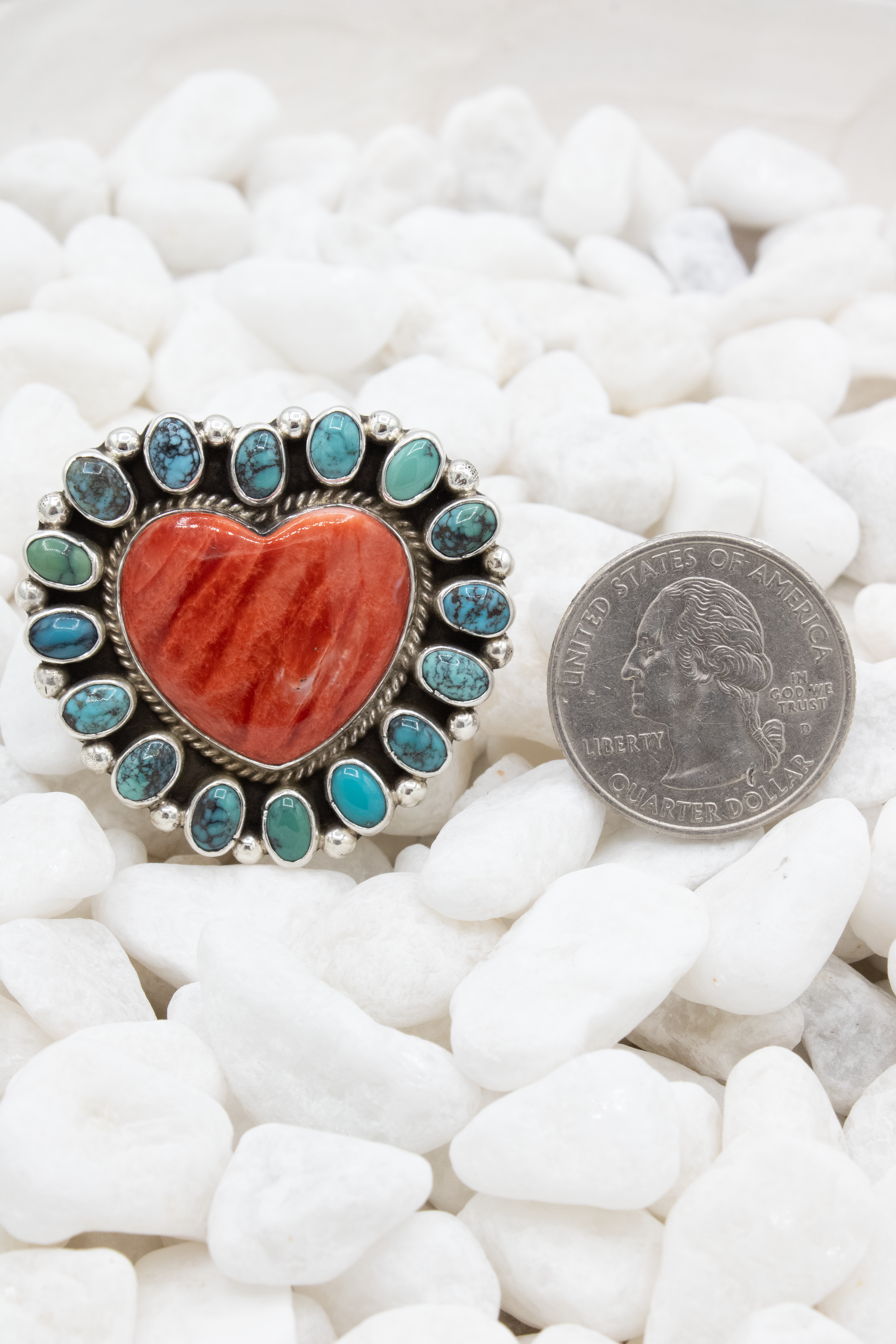 Red Spiny Heart Ring - Adjustable