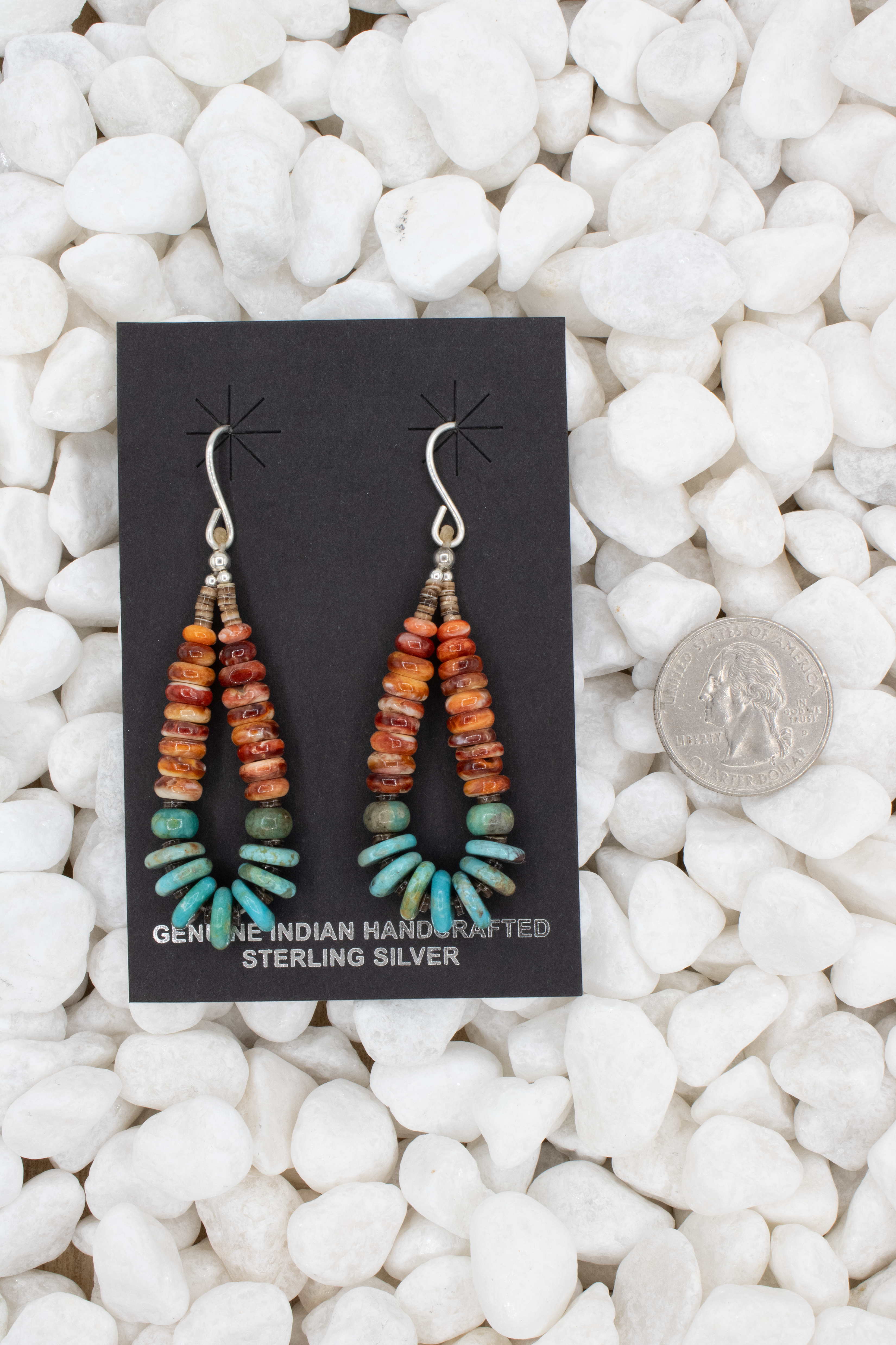 Red Spiny w/ Turquoise Loop Earring