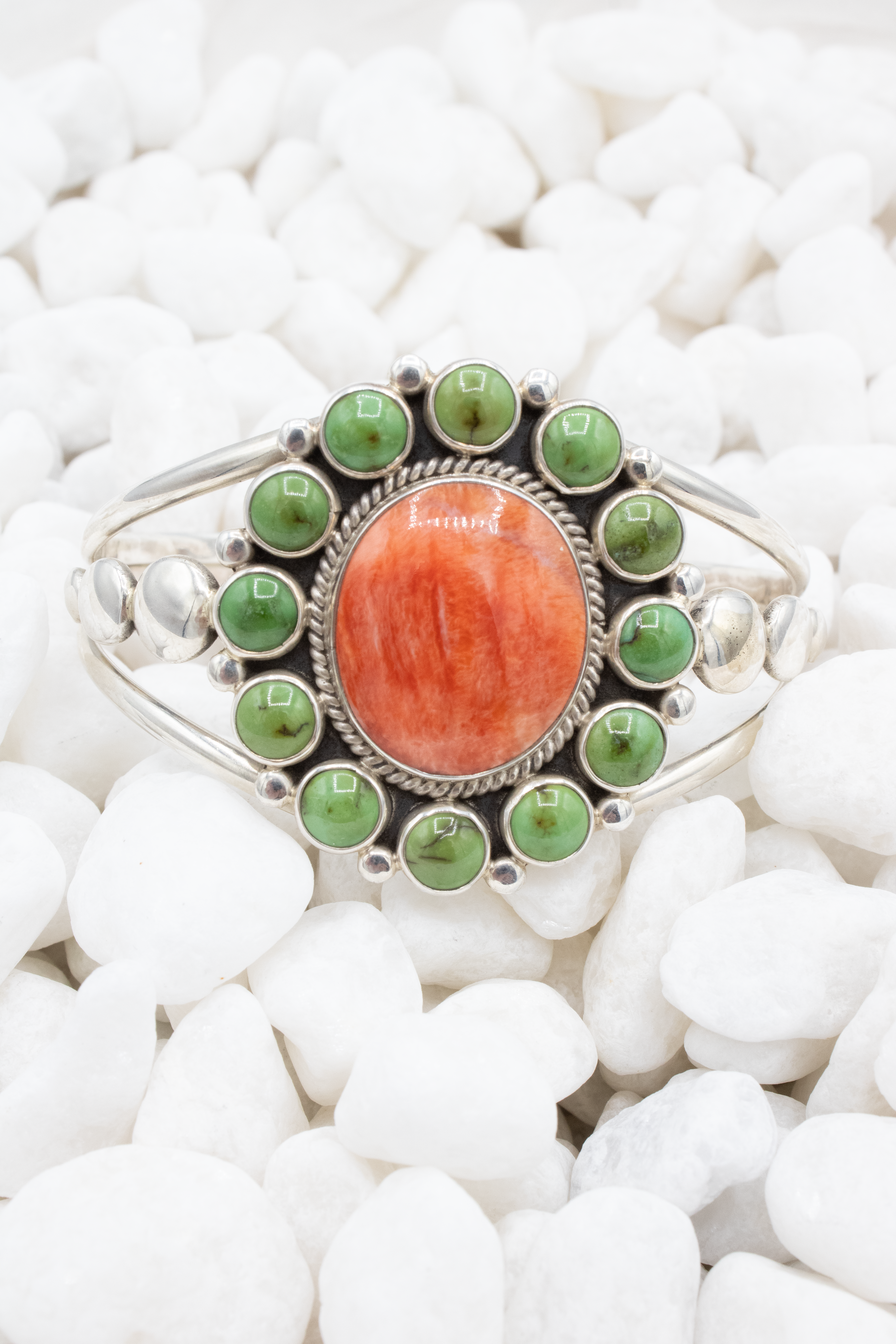 Sonoran Turquoise w/ Orange Spiny Cluster Cuff