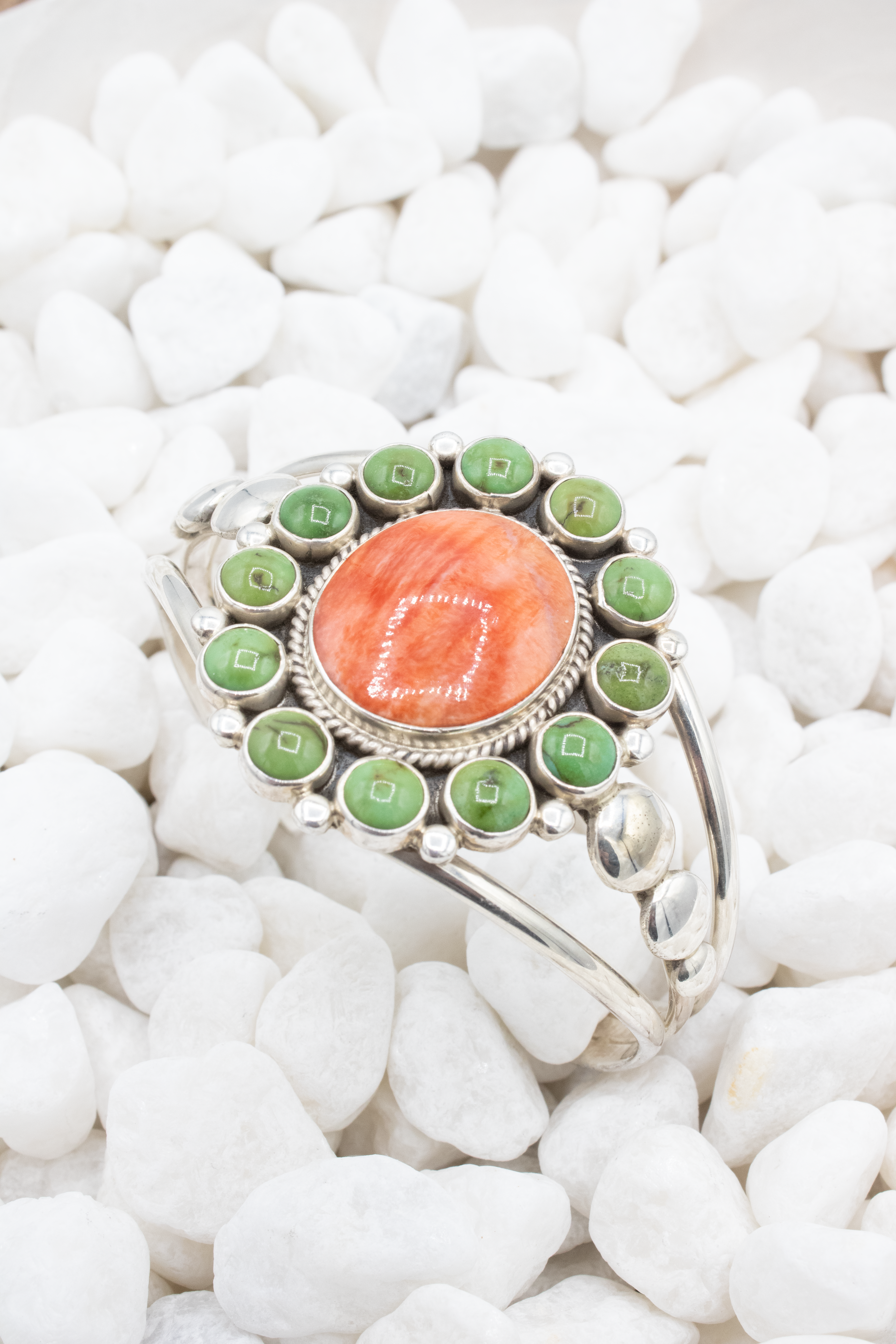 Sonoran Turquoise w/ Orange Spiny Cluster Cuff