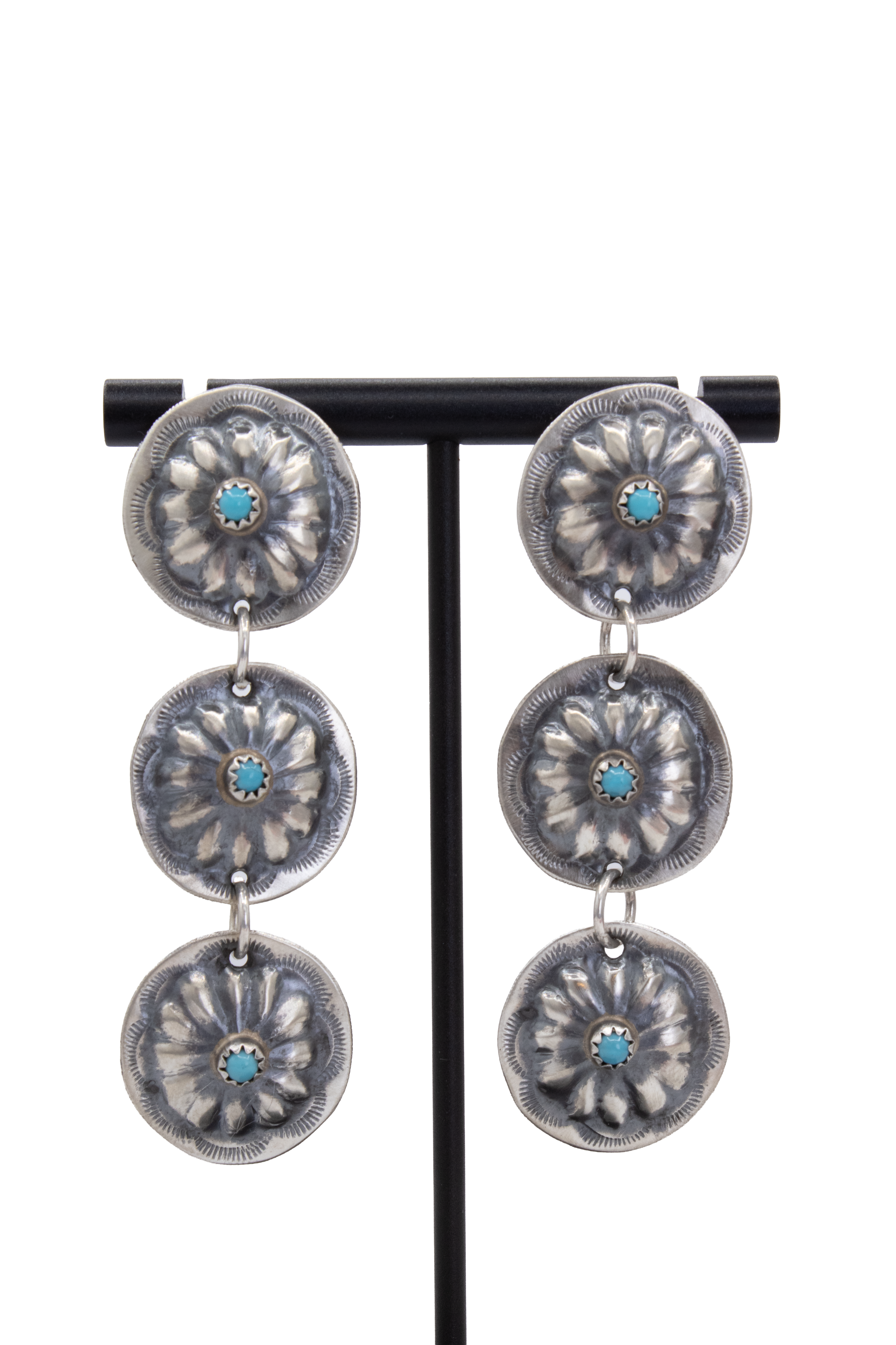Mini Three Tier Concho Earrings