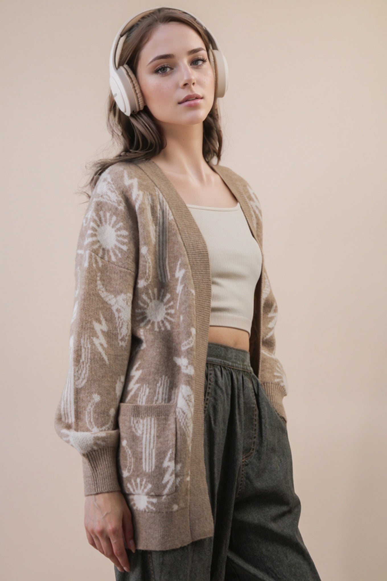 Oversized Western Sweater Cardigan